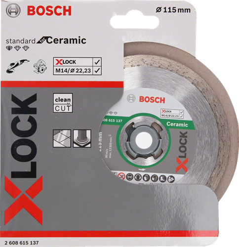 Bosch Zubehör X-Lock Diamantscheibe Standard für Keramik 115 x 22,23 x 1,6 x 7 mm – 1 Stück – 2608615137