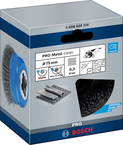 Bosch Zubehör X-Lock Cup Stahlbürste Welldraht 75 mm Stahl 0,3 mm – 1 Stück – 2608620725