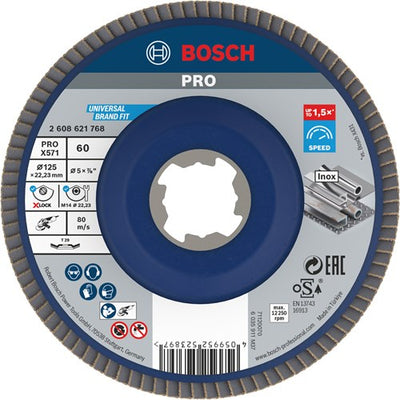 Bosch Zubehör X-Lock Klappenscheibe abgewinkelt, Kunststoff ø125mm, G 60, x571, am besten für Metall – 2608621768