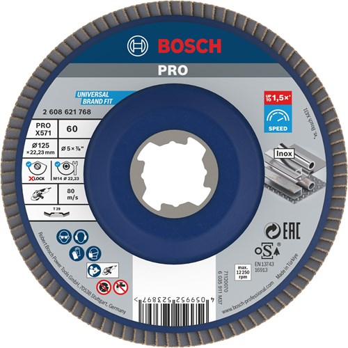 Bosch Zubehör X-Lock Klappenscheibe abgewinkelt, Kunststoff ø125mm, G 60, x571, am besten für Metall – 2608621768