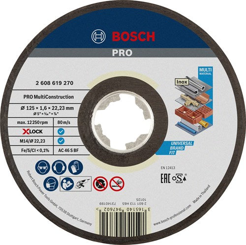 Bosch Zubehör X-Lock Schleifscheibe Multikonstruktion 125x1,6x22,23mm, gerade - 1 Stück(e) - 2608619270