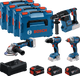 Bosch blauer Akku-Werkzeugsatz 4-fach 18 V | gsr 18v-65 + gdx 18v-285 + gbh 18v-26 + gws 18v-11 | + 2x GBA 18V 5,0Ah + 1x ExBA 18V 5,5Ah + Ladegerät - 0615a500bj