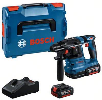 Bosch Blue GBH 18V-22 Akku-Bohrhammer | 1,9 Jahre | 2 x 4,0 Ah Akku + Schnellladegerät | in L-Boxx - 0611924002