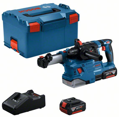 Bosch Blue GBH 18V-22 Akku-Bohrhammer + Staubabsaugung GDE 18V-12 | 2 x 4,0 Ah Akku | in L-Boxx - 0611924003