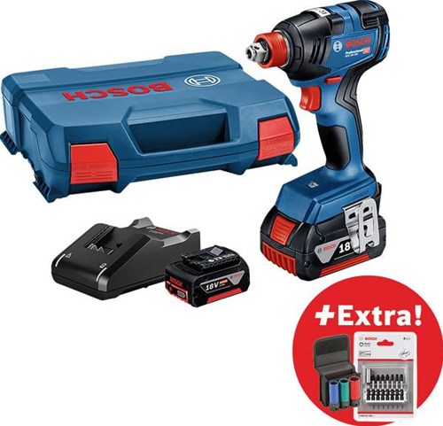 Bosch Blue GDX 18V-200 Professional | Akku-Schlagschrauber | einstellen | 2x Batterien | in L-Boxx - 0615990m38