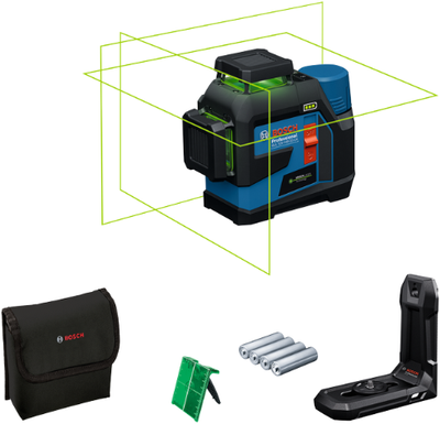 Bosch Blue GLL 12V-100-33 CG professioneller Linienlaser | 4x Batterie 1,5V LR6 (AA) | im Beutel - 0601065400