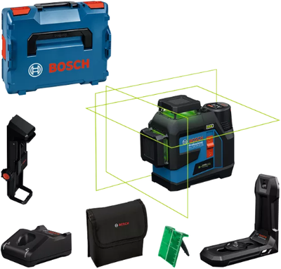 Bosch Blue GLL 12V-100-33 CG professioneller Linienlaser | in L-Boxx 136 mit 1 x Batterie GBA 12V 2,0Ah + L-Boxx - 0601065401
