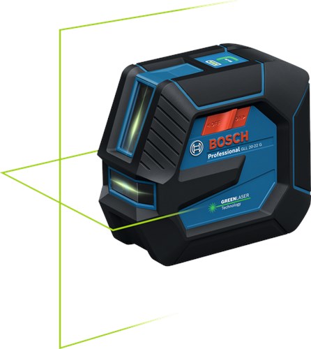 Bosch Blue GL 20-22 g Linienlaser | 4x Batterie 1,5V LR6 (AA) | Stativ BT 150 | im Karton - 0601065601