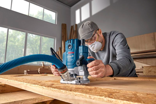 Bosch Blue Gof 20-12 Oberfräse | inkl. Passfeder, Parallelanschlag, 2x Spannzange, 2x Staubadapter, Rollenführung - 0601627221