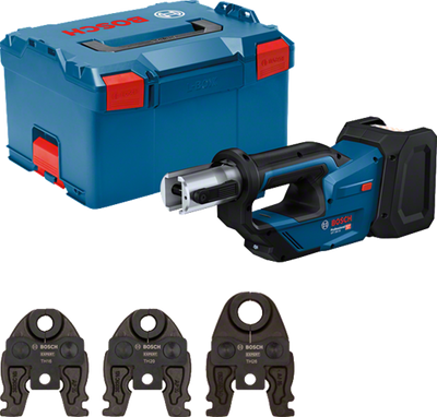 Bosch Blue GPT 18V-19 Akku-Presszange | 3 Pressbacken | ohne Akkus und Ladegerät in L-Boxx - 06019m2004