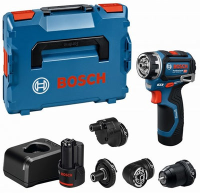 Bosch Blue GSR 12 V-32 FC Profi-Akku-Bohrschrauber – Flexiclick | 2 x 2,0 Ah-Batterien | + Anhänge - 06019n7101