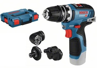 Bosch blauer Akku-Bohrschrauber GSR 12V-35 FC + Aufsätze | ohne Akkus und Ladegerät | in L-Boxx - 06019h3003