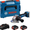 Bosch Blue GWS 18V-11 Akku-Winkelschleifer | inklusive 2x GBA 18V 5,0 Ah gal 1880 CV Ladegerät – 06019n4103