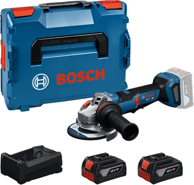 Bosch Blue GWS 18V-11 PS Profi-Akku-Winkelschleifer | 125mm | 2x 5,0-Ah-Batterien in L-Boxx – 06019n4302