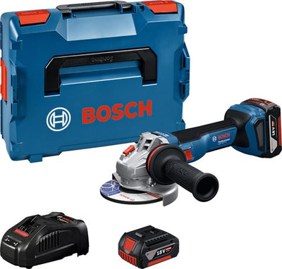Bosch Blue GWS 18V-11 S Akku-Winkelschleifer | inklusive 2x GBA 18V 5,0 Ah gal 1880 CV Ladegerät – 06019n4002