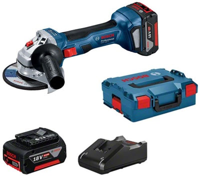 Bosch Blue GWS 18V-7 professioneller 18V-Akku-Winkelschleifer | 4,0-Ah-Batterien – 06019h9005