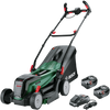 Bosch grüner Akku-Rasenmäher universalrotak | 2x18v-37-550 | 2 x 18 V Li-Ion 4,0 Ah Akkus + AL 1830 CV Ladegerät – 06008b9e00
