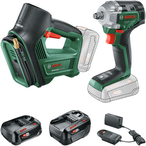 Imp Bosch Green Battery Toolkit Combipack Universalactdrive 18V-350 + Universalpumpe 18V | inkl. 1x PBA 18V 2,0 Ah, 1x PBA 18V 4,0 Ah - 0615a5009c