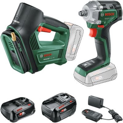 Imp Bosch Green Battery Toolkit Combipack Universalactdrive 18V-350 + Universalpumpe 18V | inkl. 1x PBA 18V 2,0 Ah, 1x PBA 18V 4,0 Ah - 0615a5009c