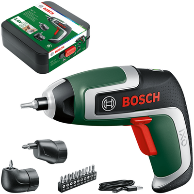 Bosch grüner Akkuschrauber Ixo 7 | 3,6 V | 2,0 ah | 5,5 nm | inkl. 2 Adapter + 10-teiliges Bit-Set | in Aufbewahrungsbox 06039e0001