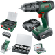 Imp Bosch Green Universalact 18V | Akku-Schlagbohrschrauber | 1,5 Ah + 2,5 Ah Akku + Ladegerät | + Systembox und Zubehör 06039d4107