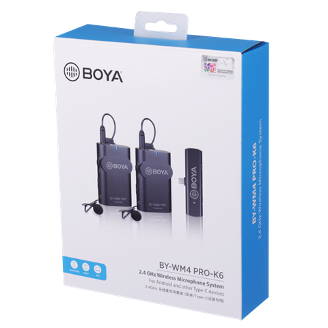 Boya 2,4 GHz Duo Lavalier-Mikrofon kabellos BY-WM4 Pro-K6 für Android
