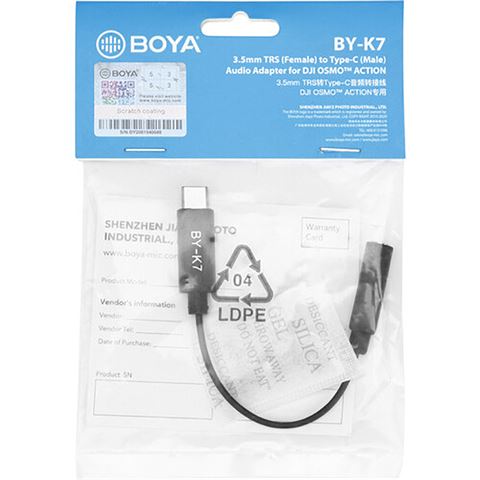 Boya Universal-Adapter BY-K7 3,5 mm TRS auf USB-C für DJI Osmo Action