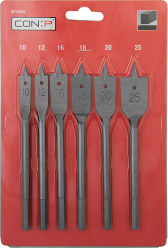 Con:p Satz Holzfräser-Bits 10–25 mm, 6 Stück, rot – bp302306
