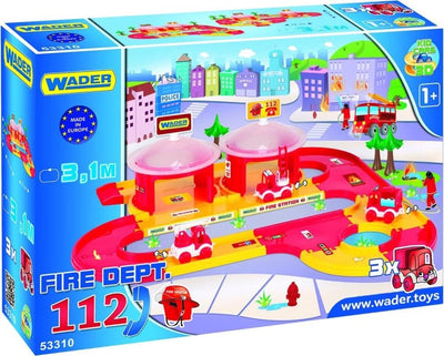 Wader Fire Brigade Play Set mit einer 3 -Meter -Strecke und Auto -Apos;