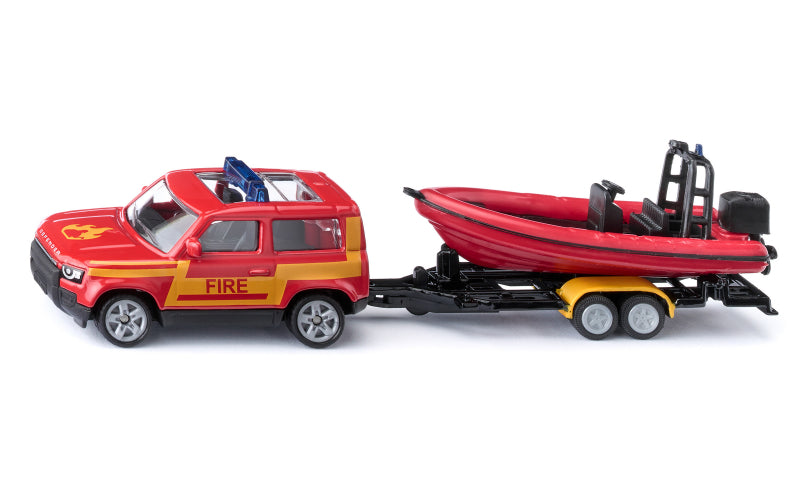 Siku Feuerwehrauto Land Rover Defender mit Rettungsboot