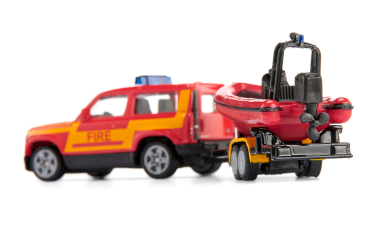 Siku Feuerwehrauto Land Rover Defender mit Rettungsboot