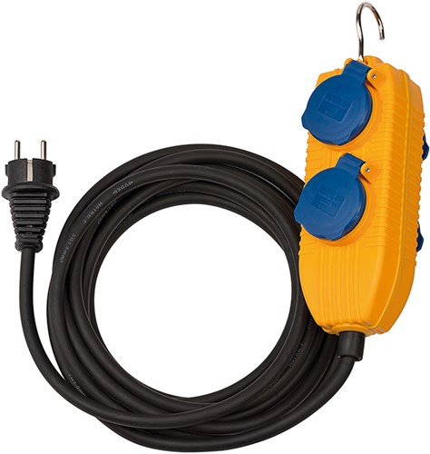 Brennerstuhl Baustellenkabel IP54 mit Steckdosenblock 5m schwarz h07rn-f 3g1,5 - 1169200010