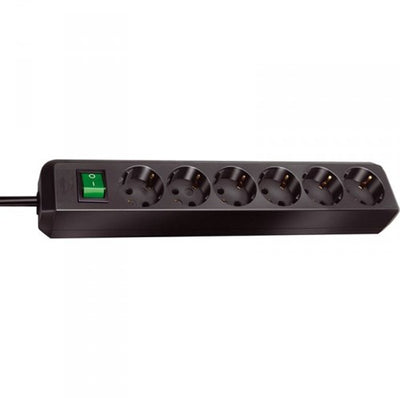 Brennenstuhl Eco-Line mit Schakelaar 6-Voudig Schwarz 3 m H05VV-F 3G1,5 - 1159500400