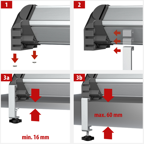 Brennerstuhl Tischklemmen mit Feststellschrauben für Aluminium-Office-Line-Steckdosen - 1990500010