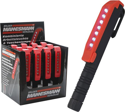 Brüder Mannesmann LED-Taschenlampe und Arbeitslampe 8 LEDs (Hobby) - 30616