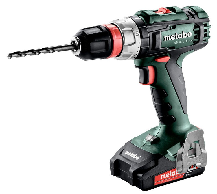 Metabo BS 18 L Schnell-Akku-Bohrschrauber | 18 Volt | 2 x 2,0 Ah Li-Power, SC 60 Plus | in der Metabox - 602320500