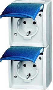 Busch Jaeger SWD-Aufputzsteckdose RA 2-fach vertikal blau - 4696020