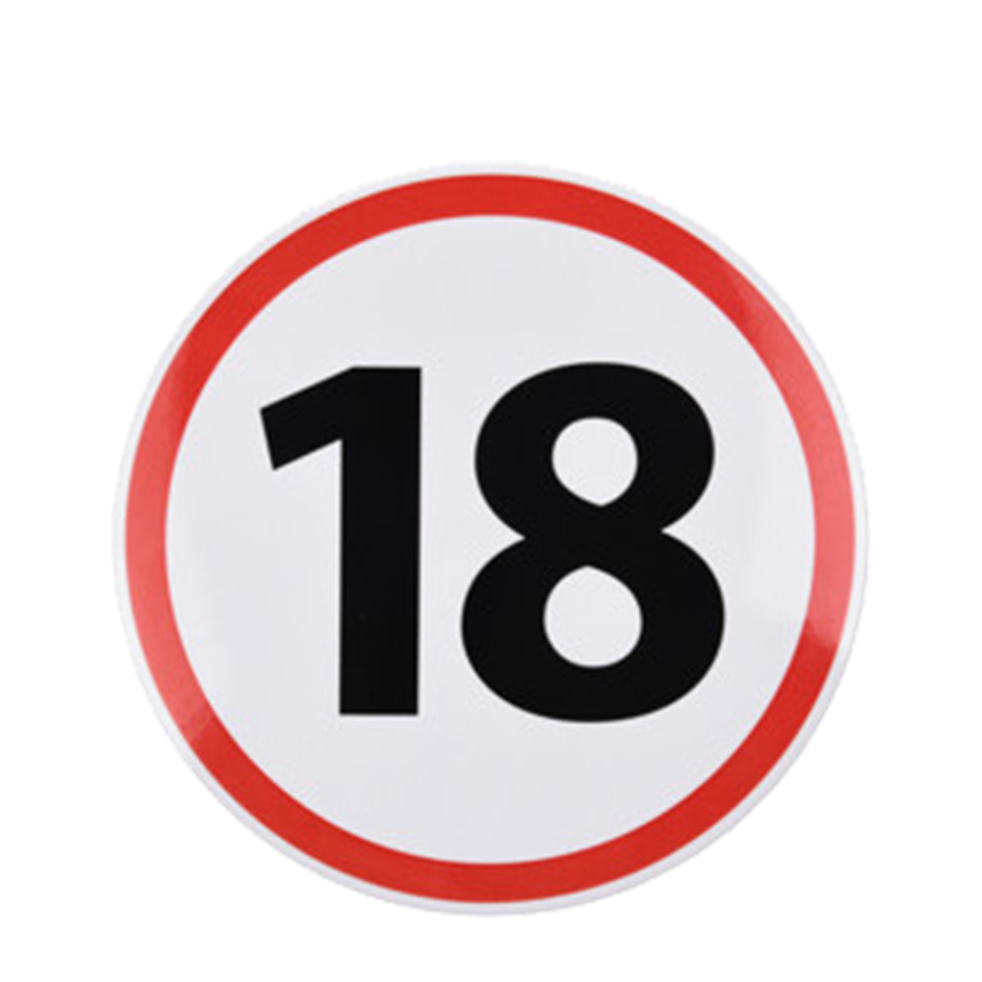 Knopf Verkehrsschild 18 Jahre ø15cm