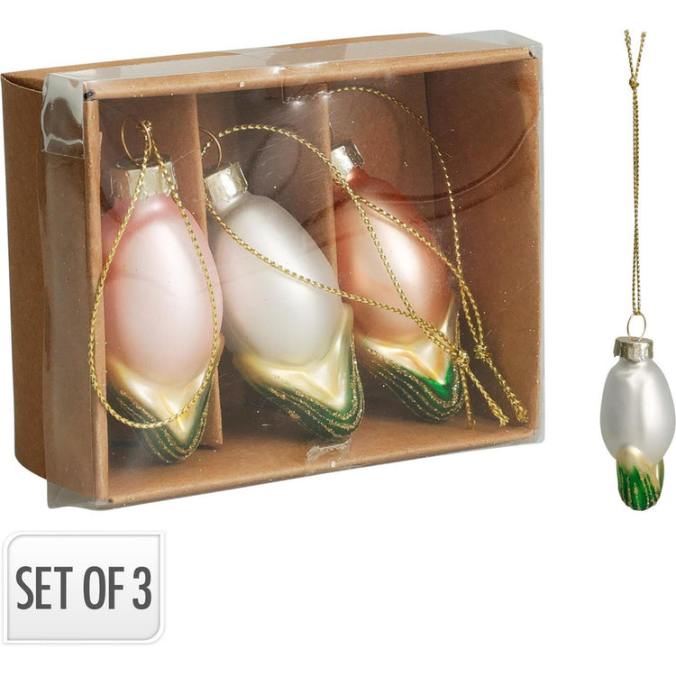 Home Styling Hängedekoration Tulpen-Set, 3 Stück, 7 cm Glas