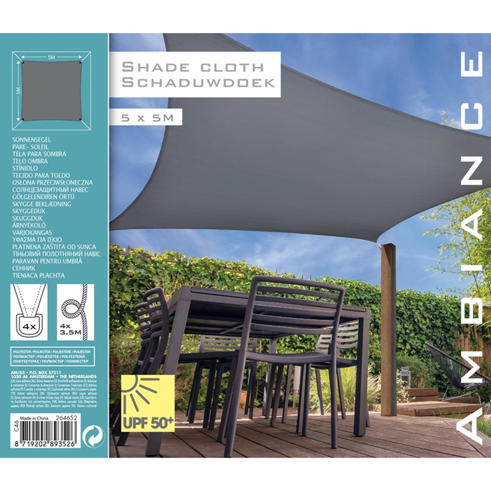 Prograrden Prograrden Schatten Stoff Quadrat 5x5 m Grau