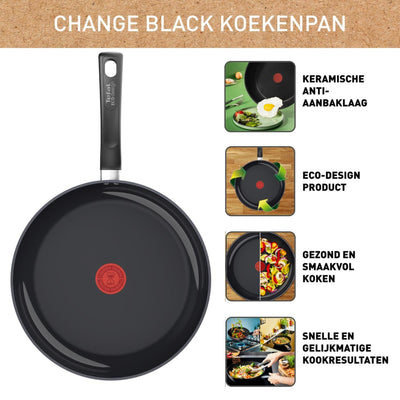 Tefal C47604 Wechseln Sie Schwarze Keramik -Pfanne 24 cm Schwarz