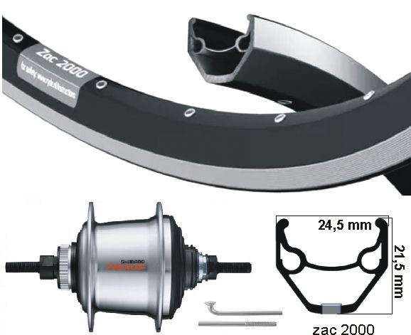 KGS Shimano Ryde Hinterrad 28 Zoll 622 Schwarz mit Bremskante Nexus 7 -Scheibe oder Velgrem