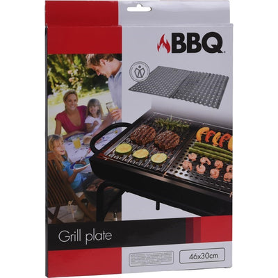 BBQ-Grillplatte 2-teilig aus Edelstahl 46x30cm