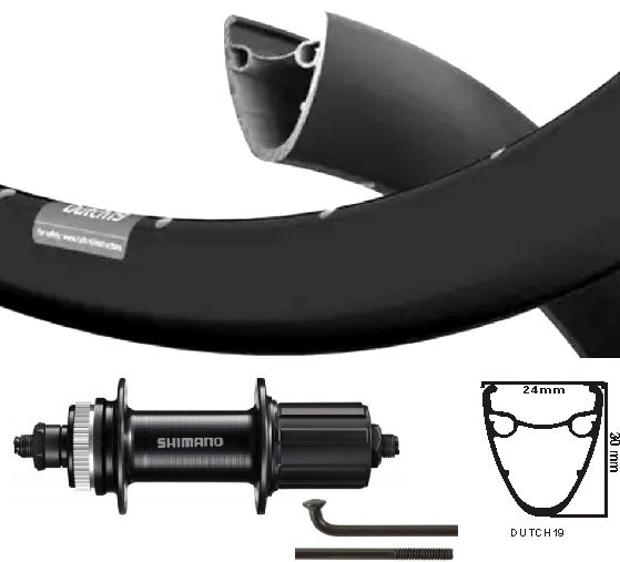 KGS Hinterrad 28 Zoll (622) Ryde Dutch Rim + Spaak Black Cass Centerl 8-10 SP