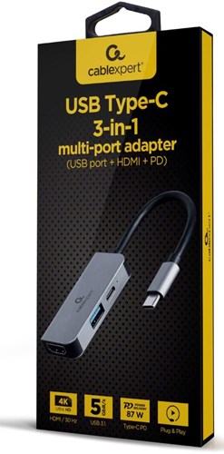 Cableexpert USB-C 3-in-1 Multi-Adapter USB-C Dock 3-Wege – 9530503