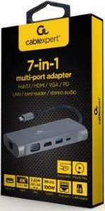 Cableexpert USB-C 7-in-1 Multi-Adapter USB-C Dock 7-fach – 9530507