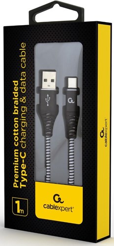 Cableexpert USB-C Ladekabel 2m geflochten schwarz - weiß - 9530141