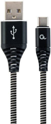 Cableexpert USB-C Ladekabel 2m geflochten schwarz - weiß - 9530141