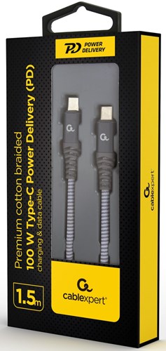 Cableexpert USB-C – USB-C-Ladekabel 1,5 m silber – max. 100 W – 9530166