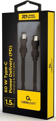 Cableexpert USB-C – USB-C-Ladekabel 1,5 m schwarz – max. 60 W – 9530160